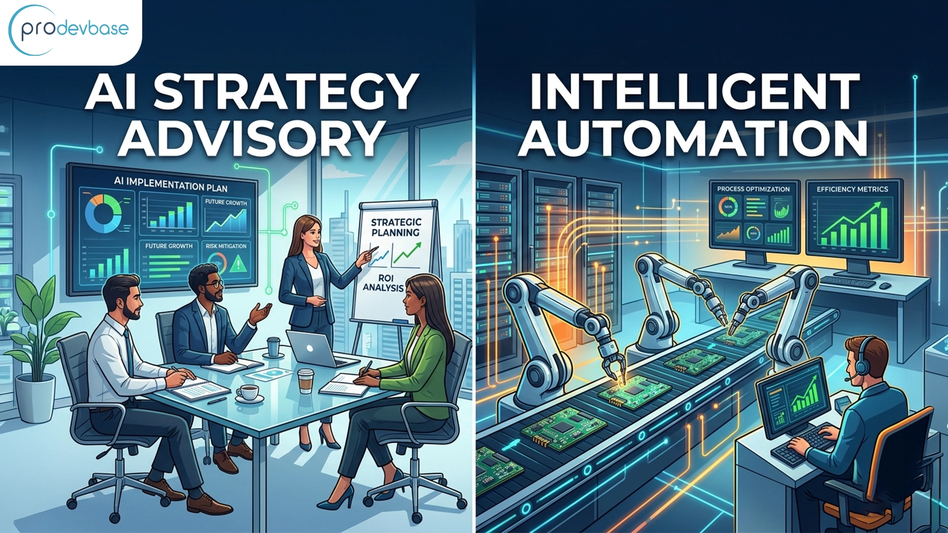 Difference between AI strategy advisory vs Intelligent automation